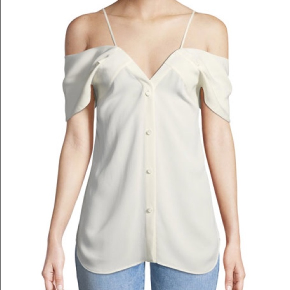 Theory Off-the-Shoulder Classic Georgette Blouse